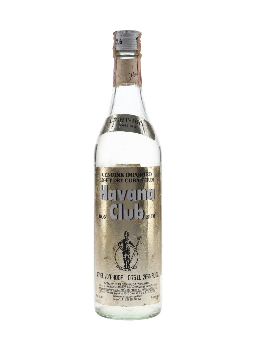 Havana Club 3 Year Old Light Dry Bottled 1970s - Cinzano 75.7cl / 40%