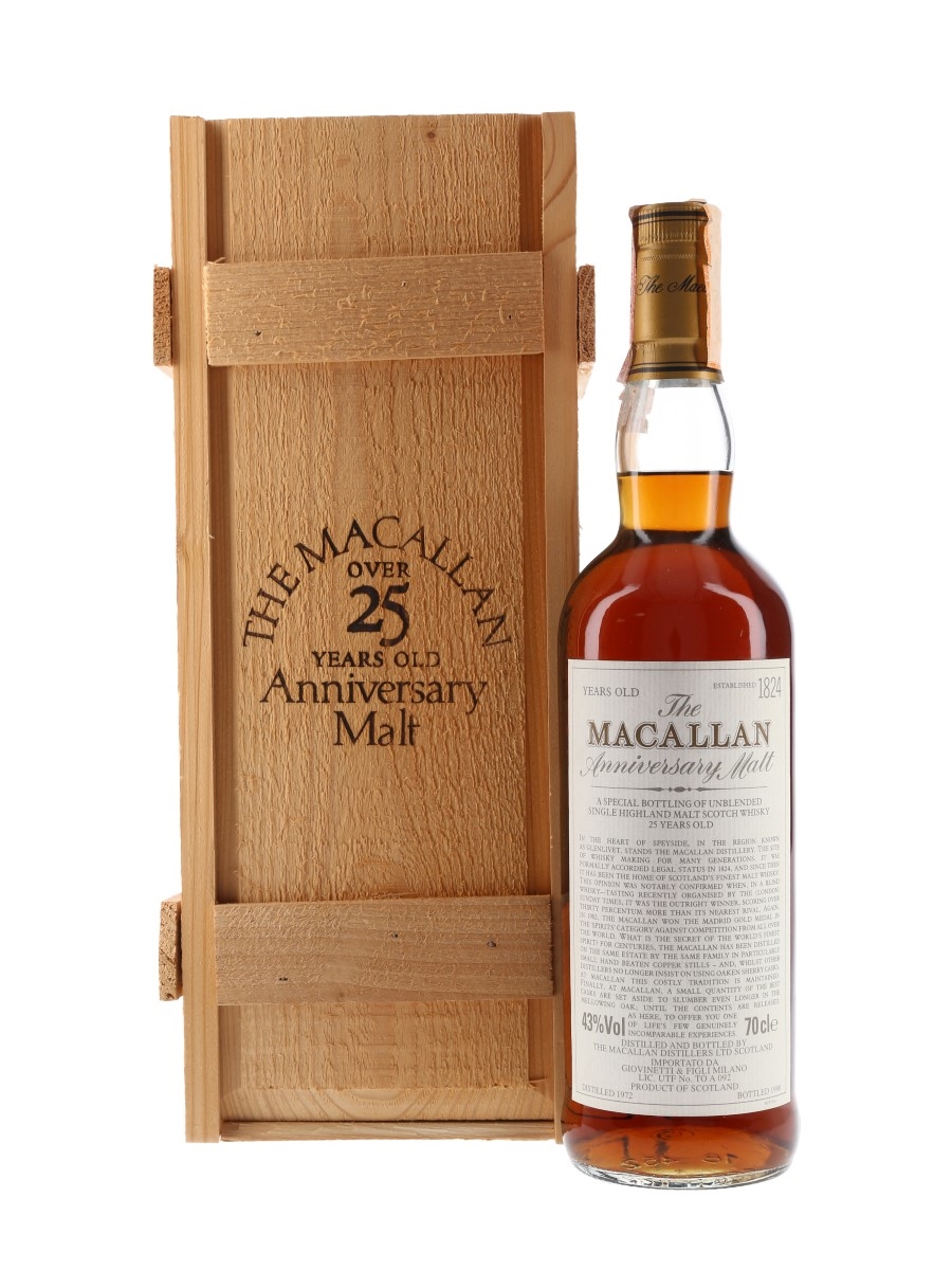 Macallan 1972 25 Year Old  Anniversary Malt Bottled 1998 - Giovinetti 70cl / 43%