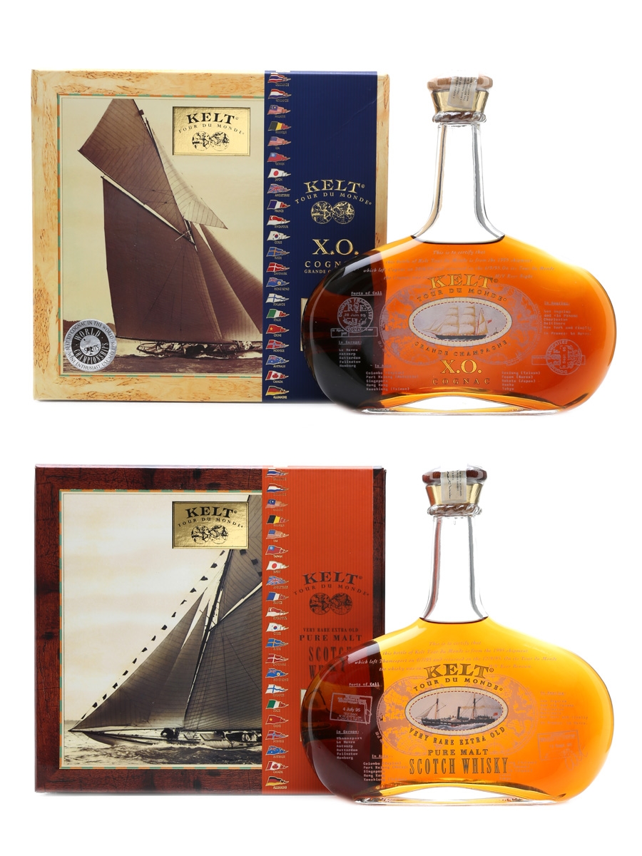 Kelt Tour Du Monde 1995 XO Cognac & Pure Malt Scotch Whisky 2 x 50cl / 40%