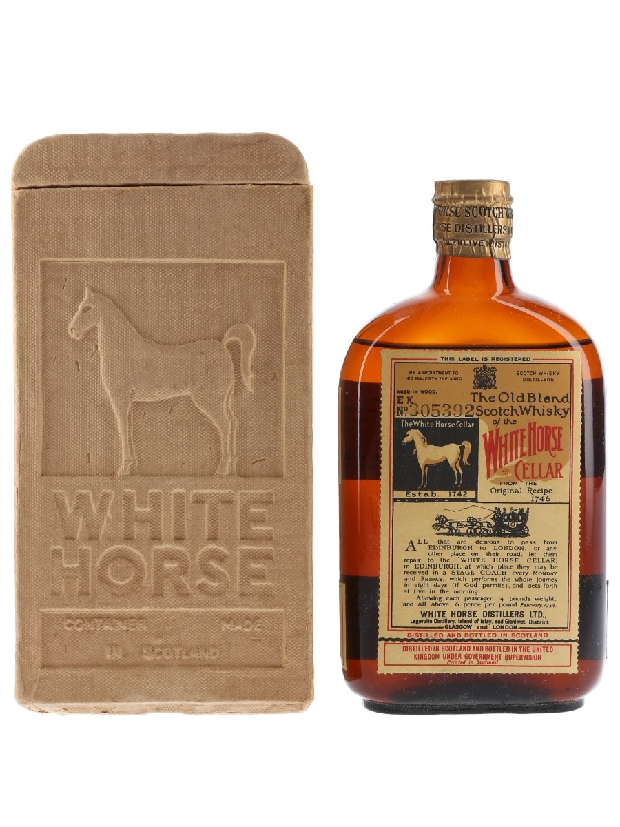 White Horse Spring Cap Bottled 1950s 37.5cl