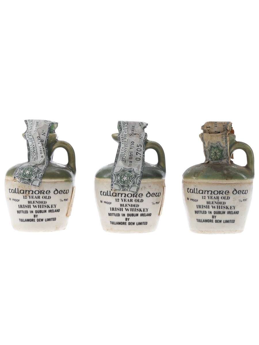 Tullamore Dew 12 Year Old Ceramic Decanters Bottled 1970s - Heublein Inc. 3 x 4.7cl / 43%