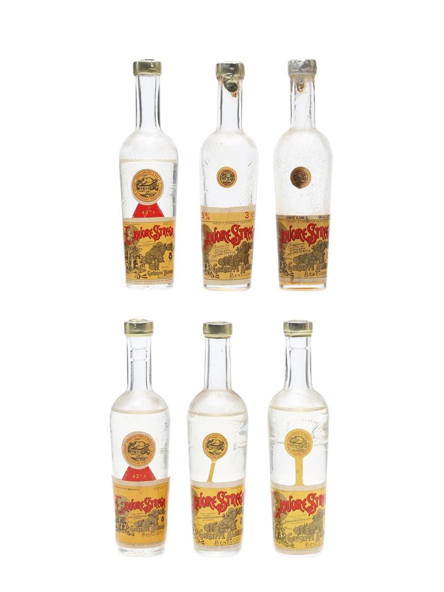 Assorted Liquore Strega Liqueurs Bottled 1960s & 1970s 6 x 3cl