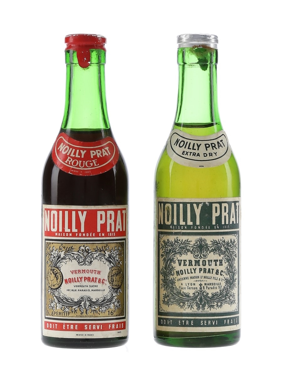 Noilly Prat Extra Dry & Rouge Bottled 1950s-1960s 2 x 7cl