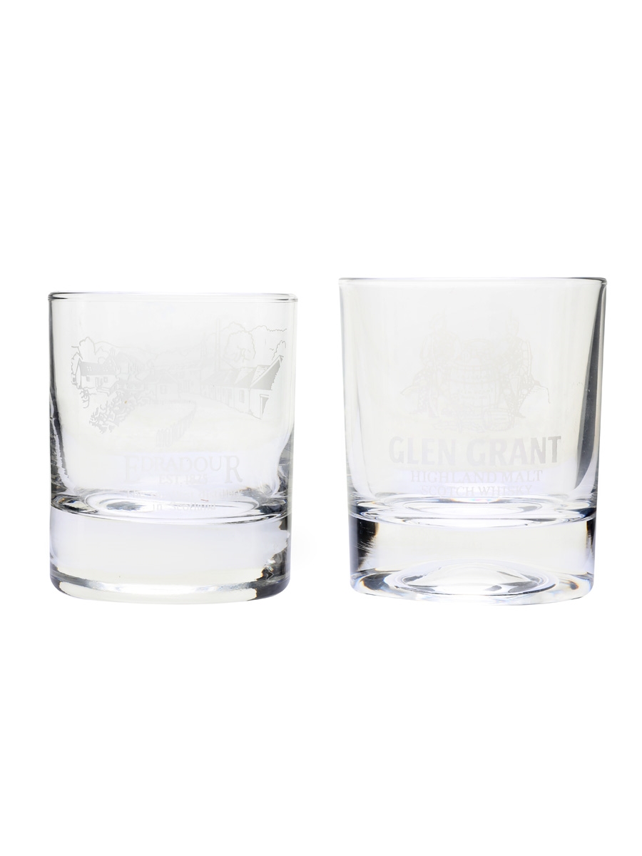 Branded Whisky Glasses Glen Grant & Edradour 