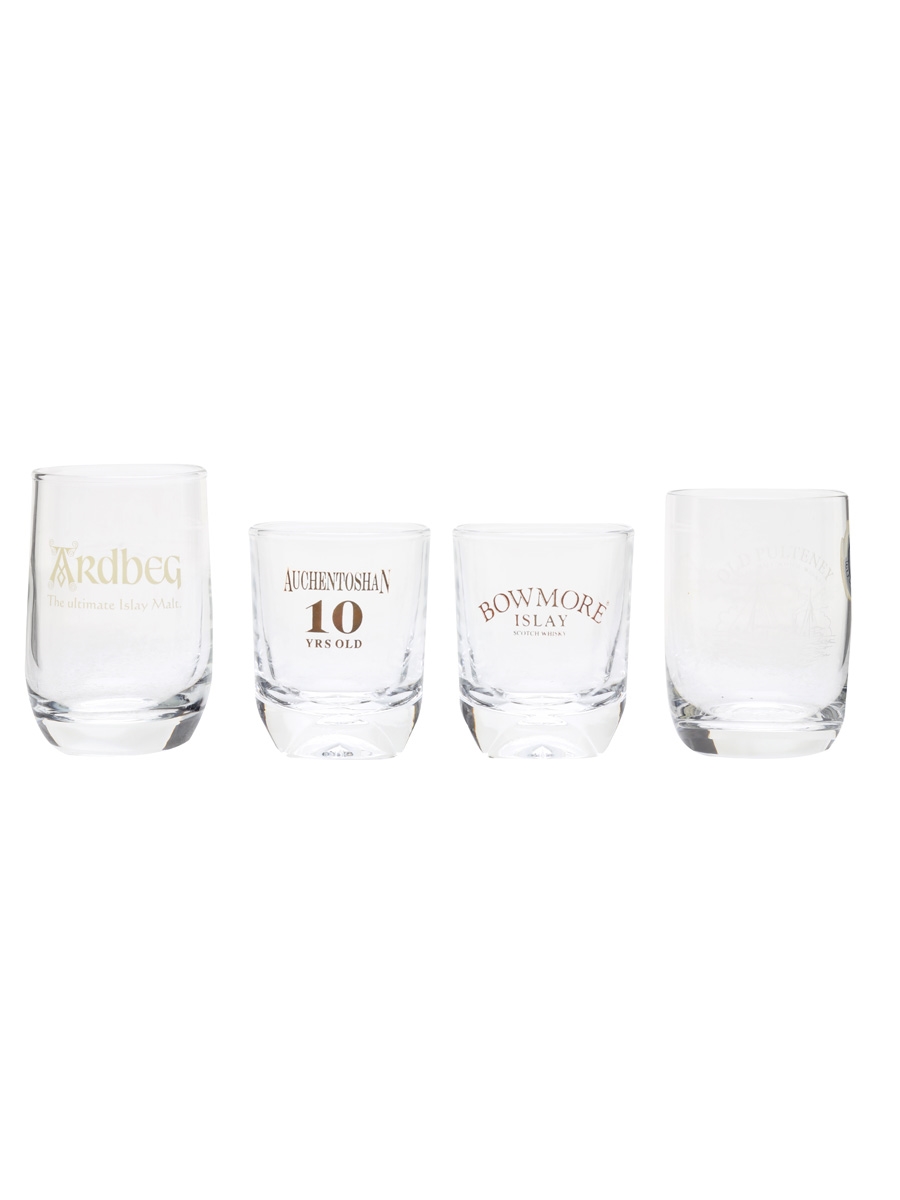 Ardbeg, Auchentoshan, Bowmore & Old Pulteney Whisky Shot Glasses 