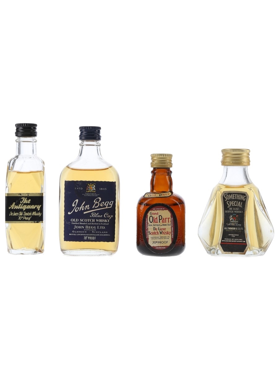Assorted Blended Scotch Whisky Antiquary, John Begg, Old Parr & Something Special 4 x 5cl