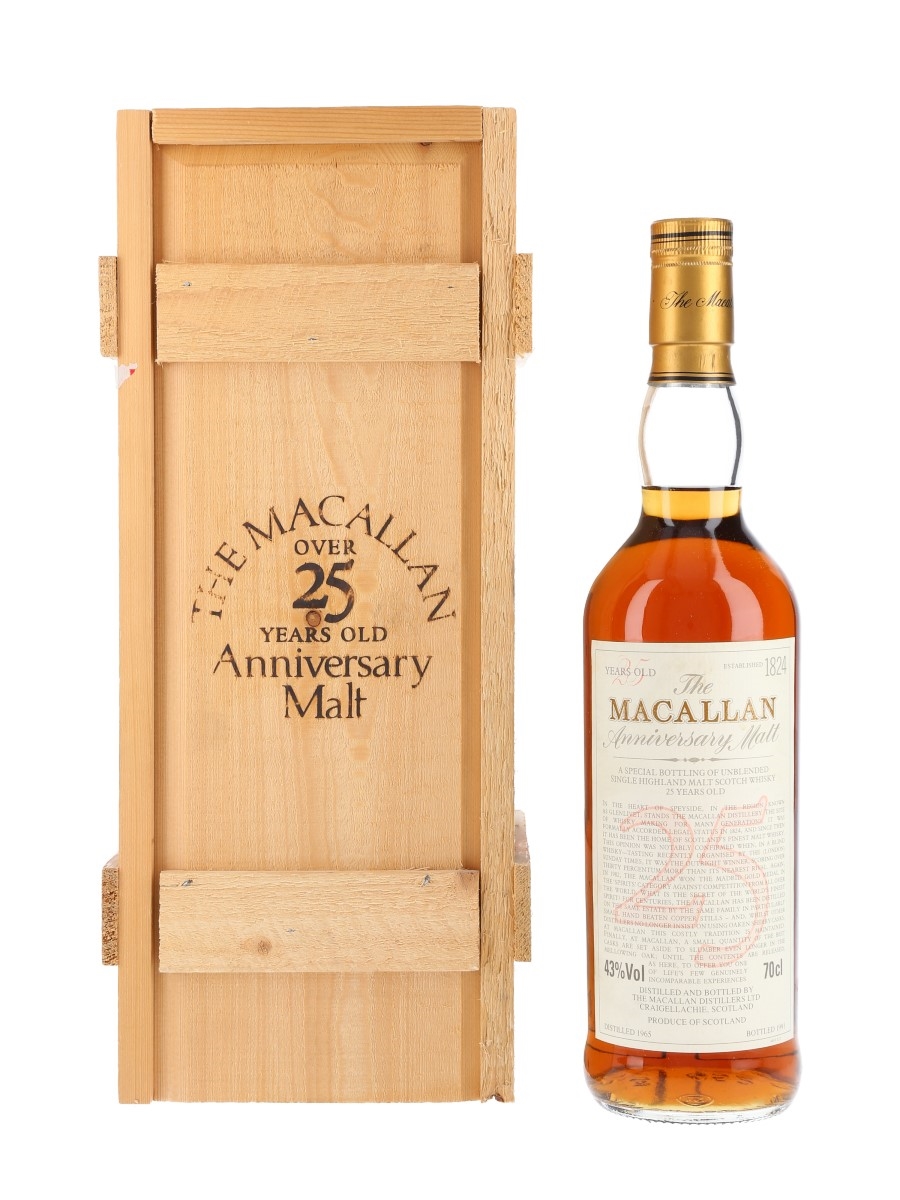 Macallan 1965 25 Year Old Anniversary Malt Bottled 1991 75cl / 43%