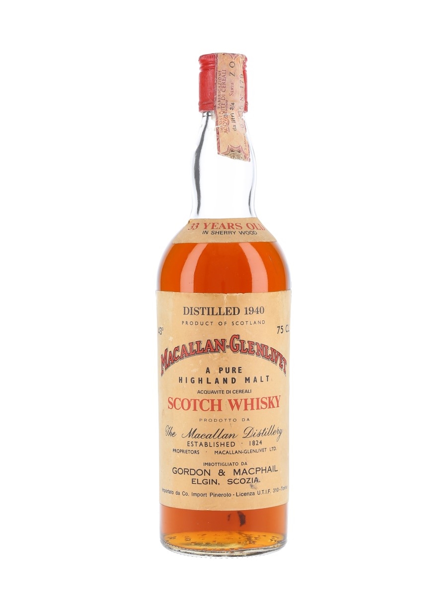 Macallan Glenlivet 1940 Bottled 1970s - Pinerolo 75cl / 43%