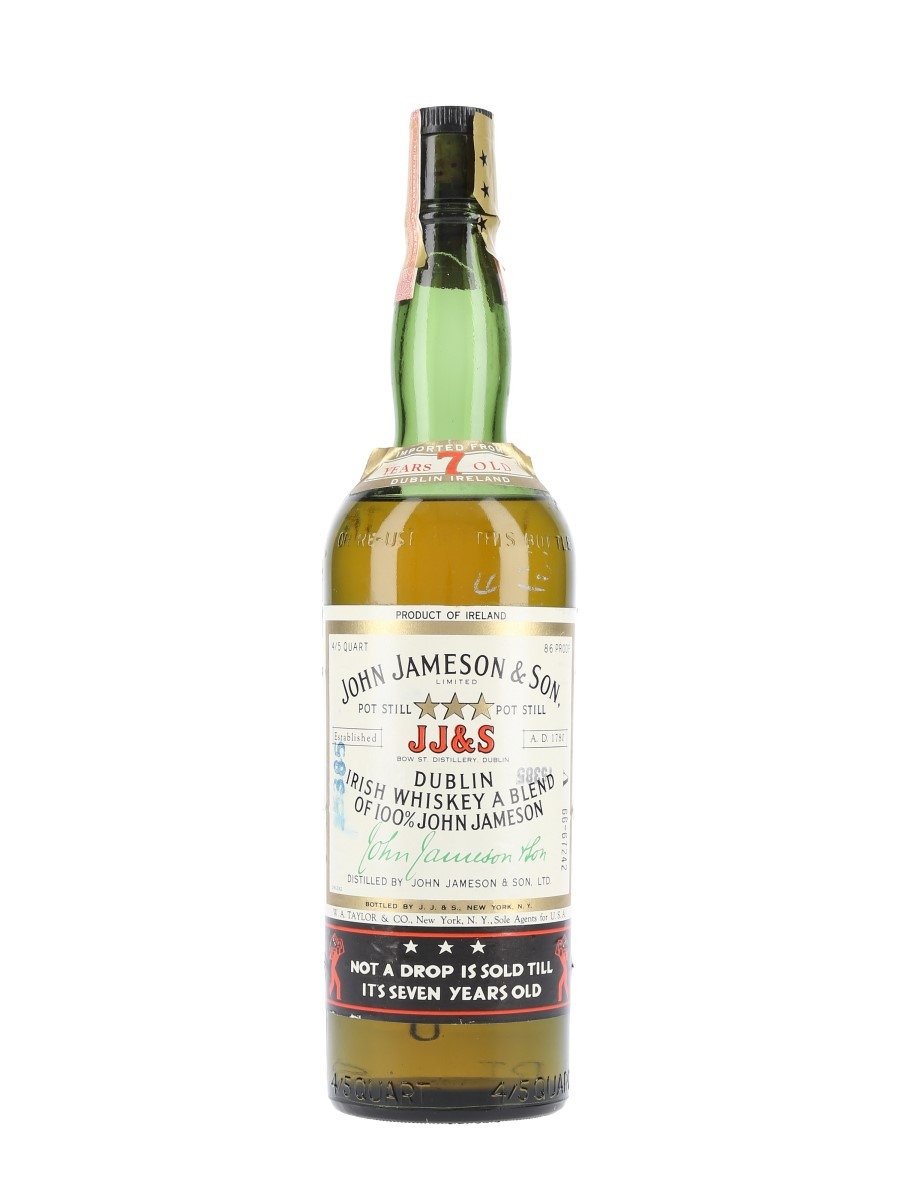 John Jameson & Son 7 Year Old 3 Star Dublin Irish Whiskey Bottled 1960s 75.7cl / 43%