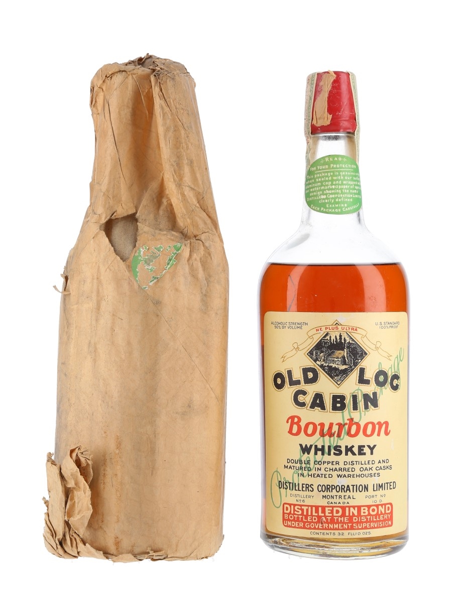 Old Log Cabin Bourbon Whiskey Bottled 1920s-1930s - Distillers Corporation Limited 94.6cl / 50%