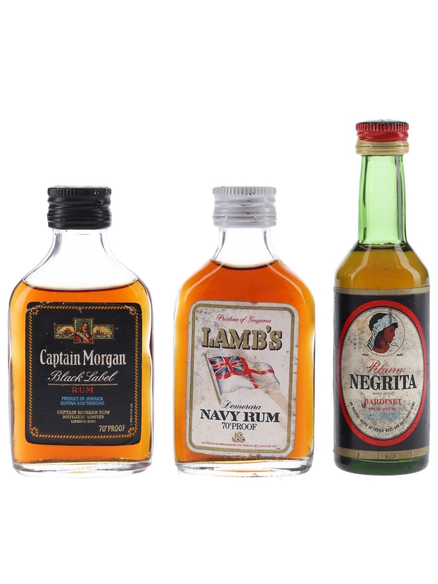 Bardinet, Captain Morgan & Lamb's Bottled 1970s 3 x 5cl / 40%
