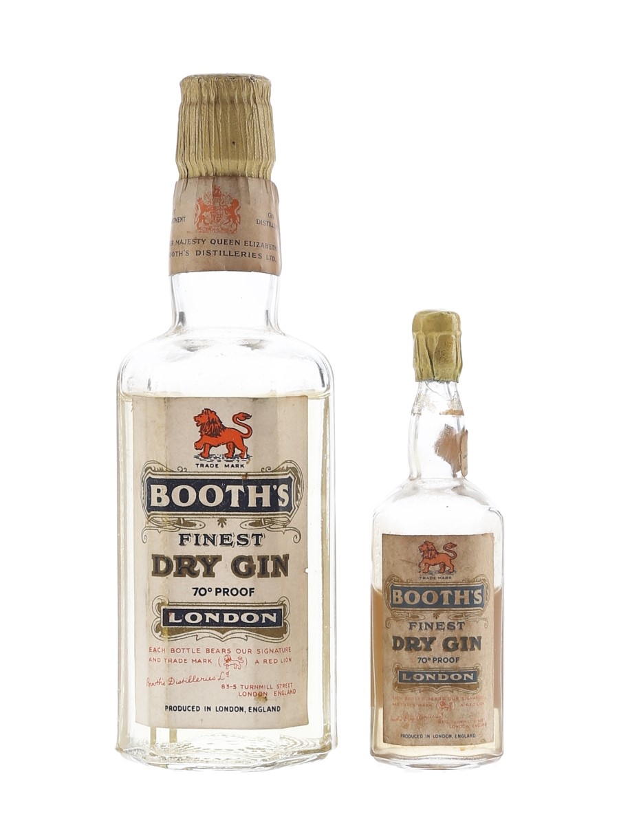 Booth's Finest Dry Gin Bottled 1950s 1.5cl-5cl / 40%