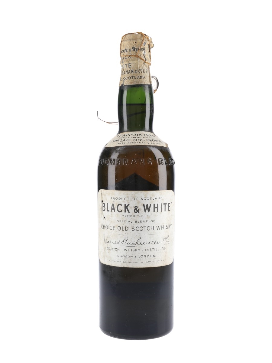Black & White Spring Cap Bottled 1940s-1950s 75cl