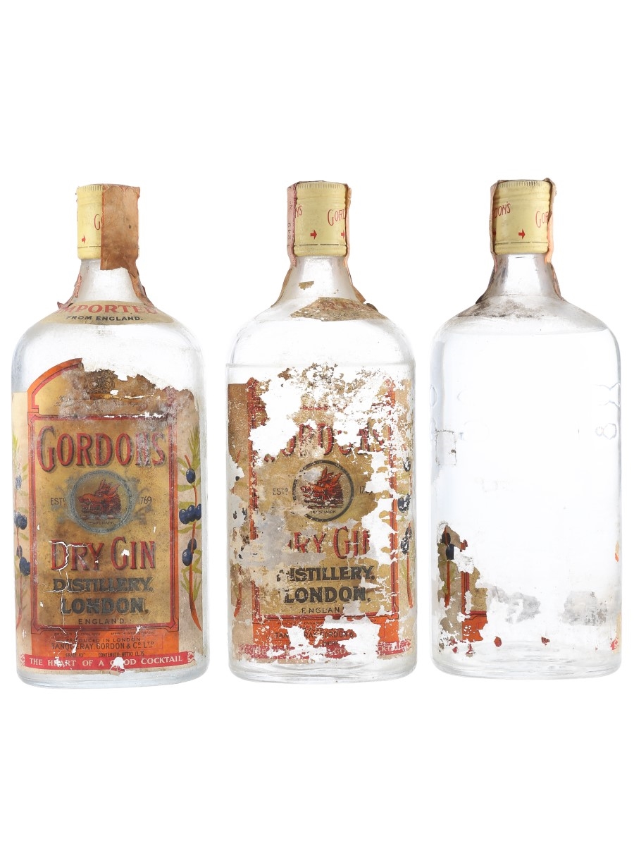 Gordon's Dry Gin Bottled 1960s 3 x 75cl / 43%