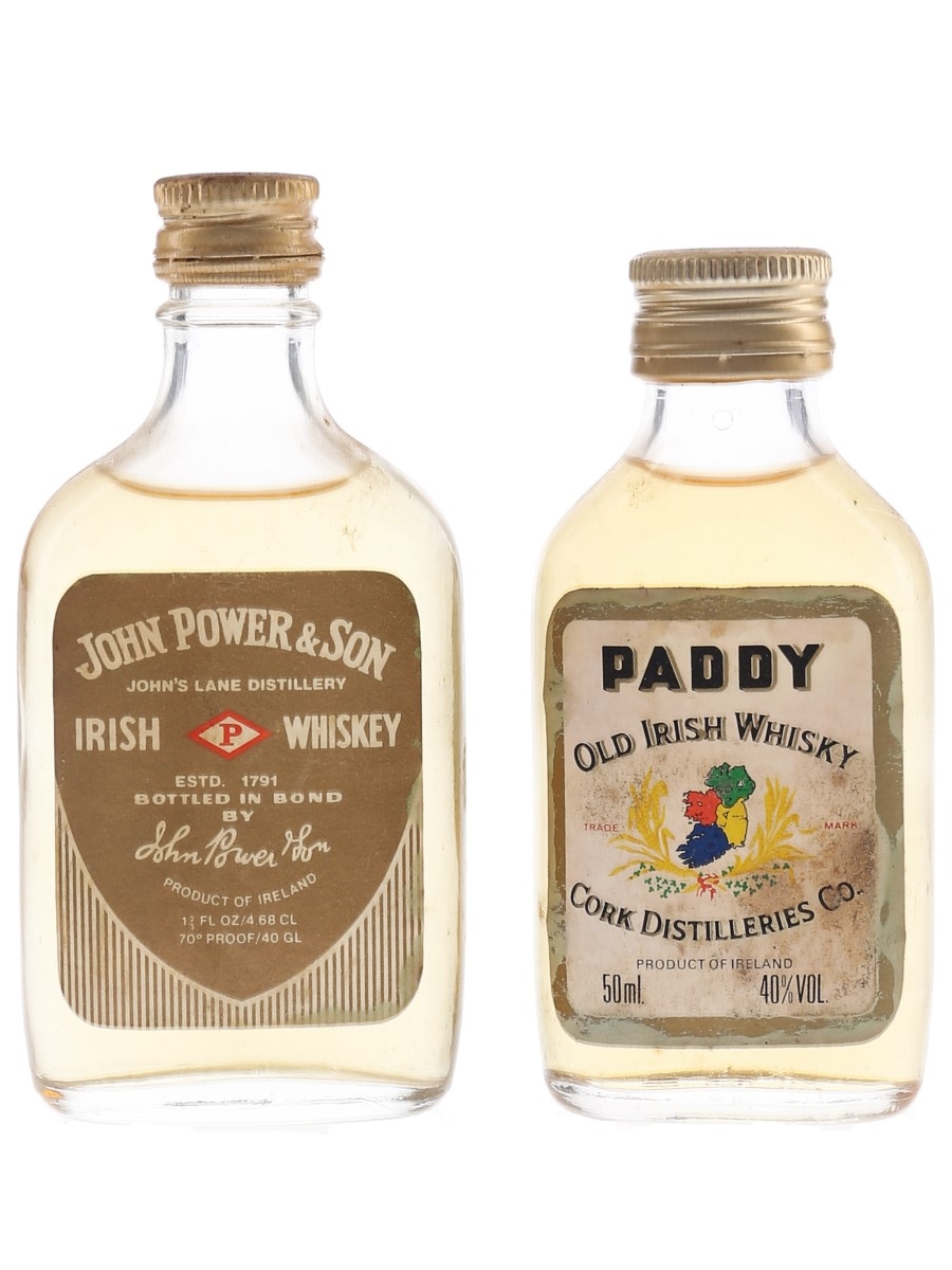 John Power & Paddy Bottled 1960s-1980s 2 x 4.68cl & 5cl / 40%
