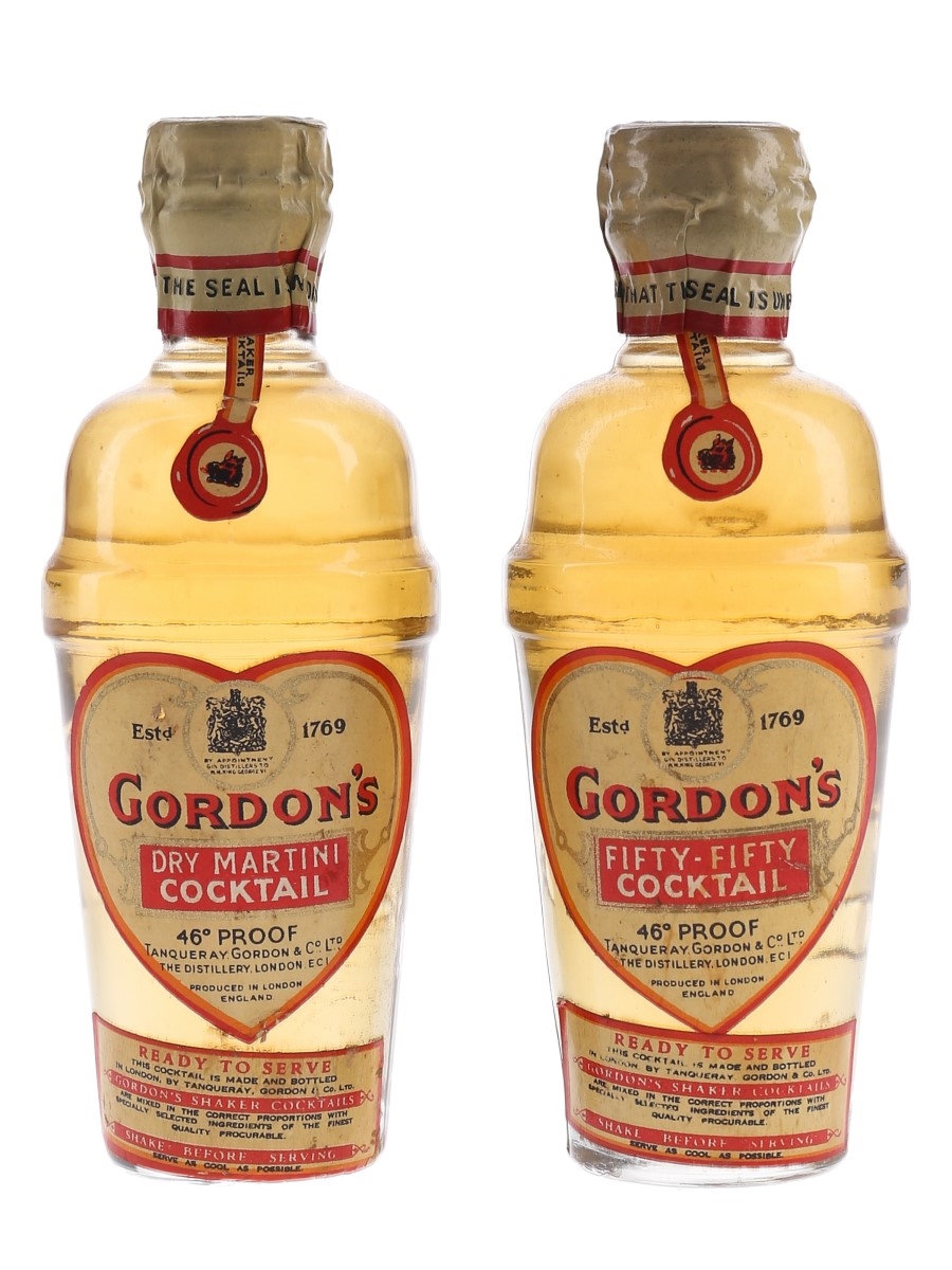 Gordon's Cocktail Shaker Spring Cap Bottled 1940s-1950s 2 x 5cl / 26.2%
