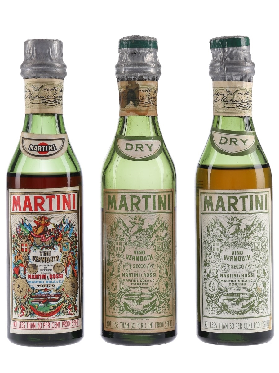 Martini Vino Vermouth Bottled 1940s-1950s 3 x 5cl / 17%