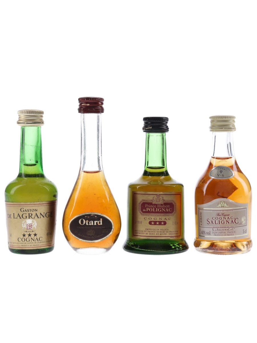 Assorted Cognac Gaston De Lagrange, Otard, Prince Hubert & Salignac 4 x 3-5cl / 40%