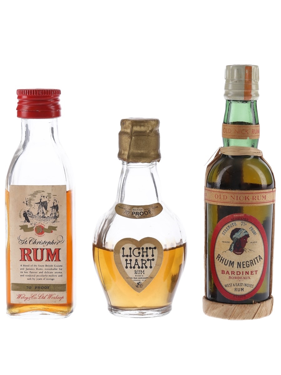 Light Hart, Rhum Negrita & St Christopher Rum Bottled 1960s-1970s 3 x 5cl / 40%