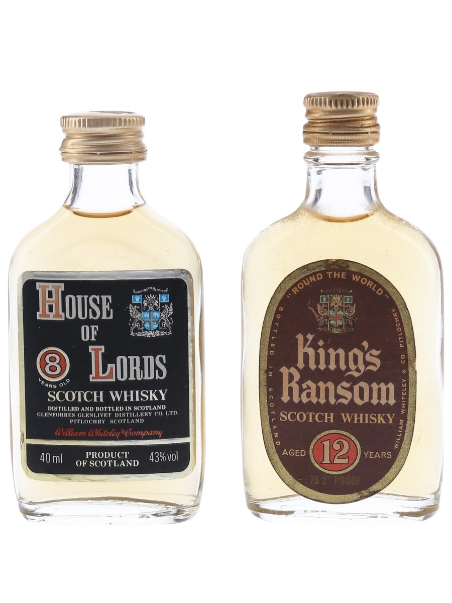 House Of Lords & King's Ransom Bottled 1960s & 1970s - William Whiteley 2 x 4-5cl / 43%