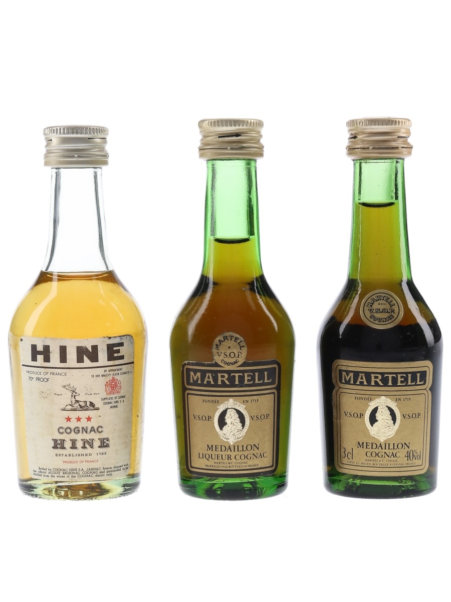 Hine & Martell Bottled 1960s-1970s 3 x 3cl-5cl / 40%