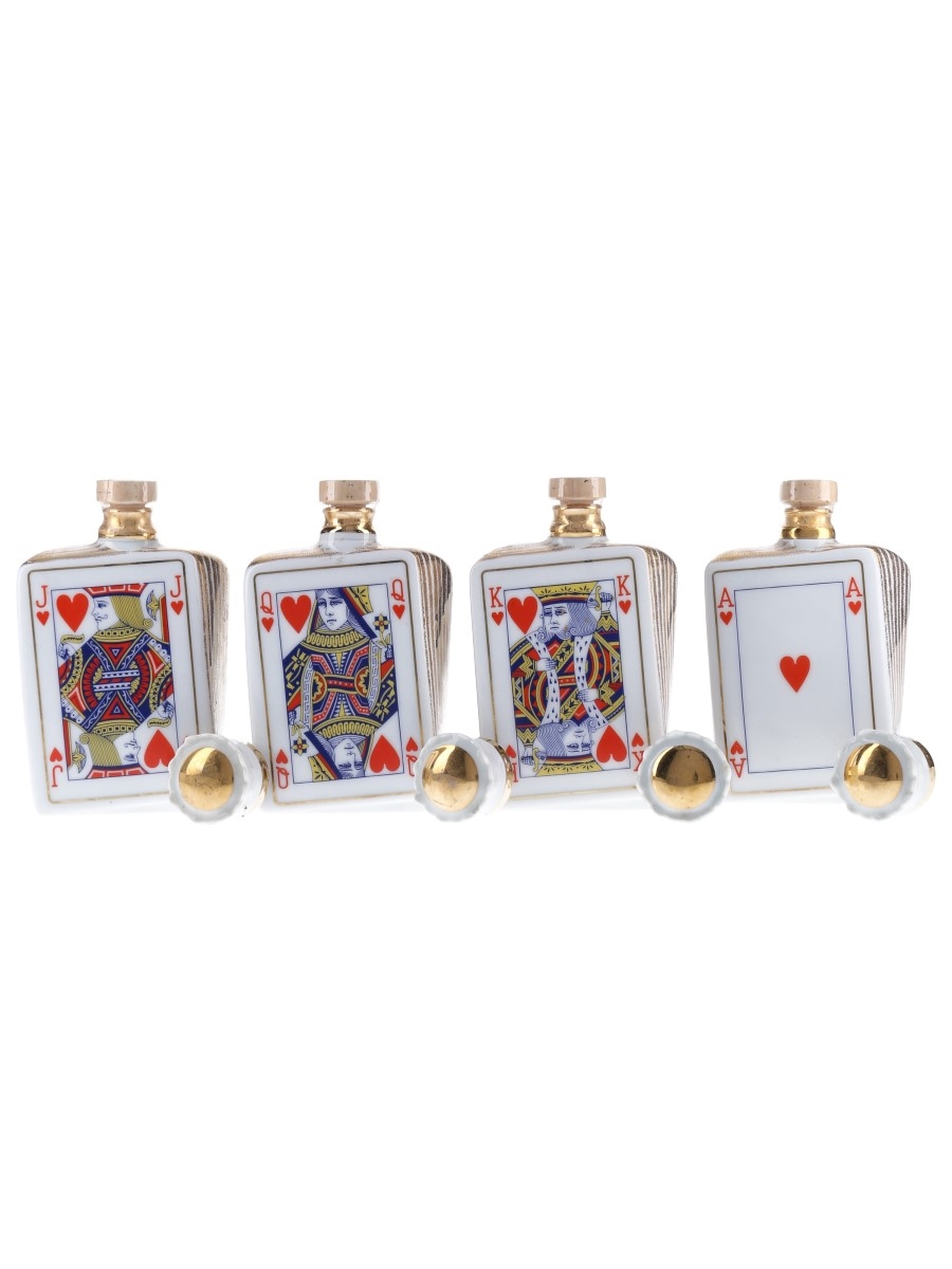 Frapin XO Playing Cards Ceramic Decanters 4 x 5cl / 40%