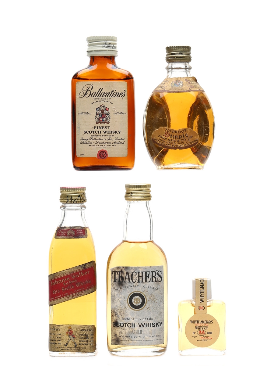 Assorted Scotch Whisky Ballantine's, Haig's Dimple, Johnnie Walker, Teacher's, Whyte & Mackays 5 x 1cl-5cl