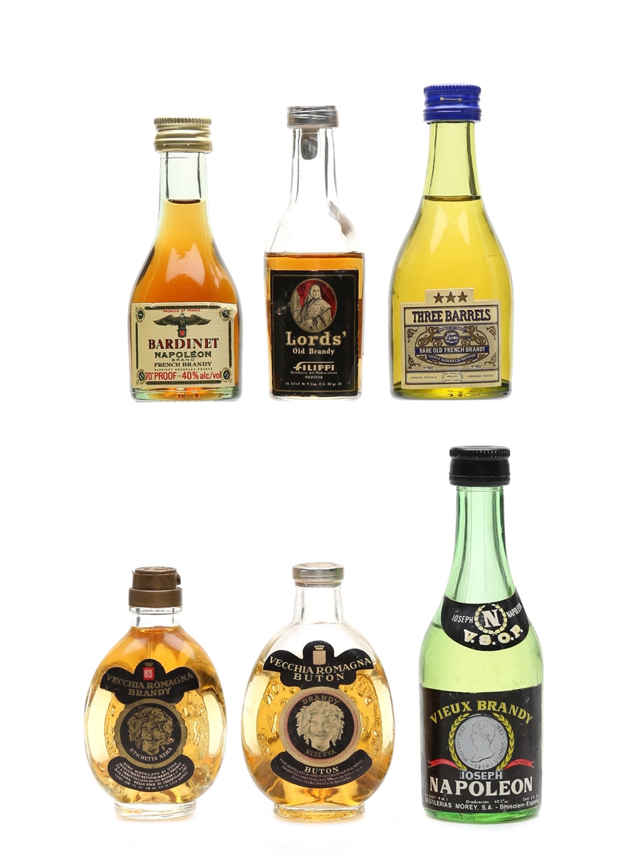 Assorted Brandy Bottled 1960s & 1970s 6 x 3cl-5cl
