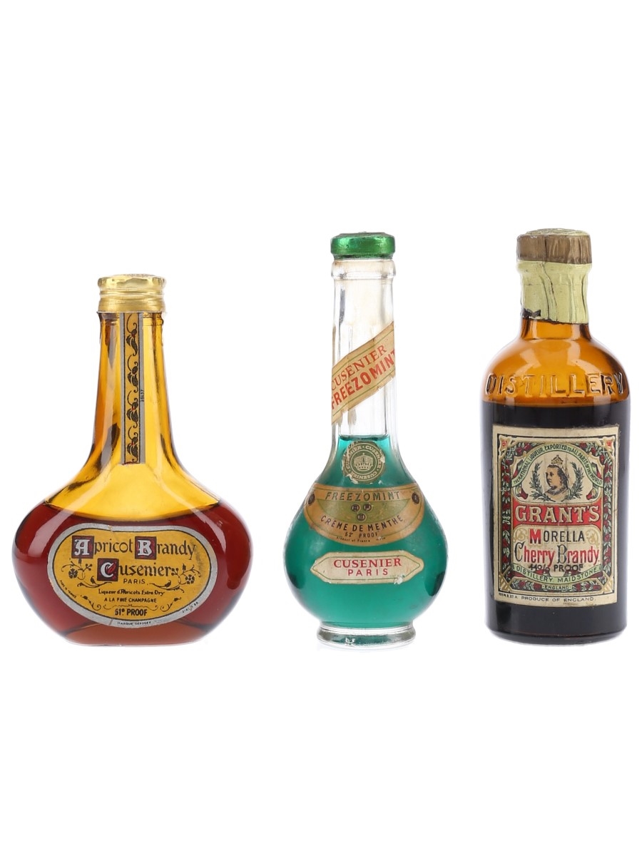 Cusenier Liqueurs & Grant's Morella Cherry Brandy Bottled 1950s-1960s 3 x 5cl
