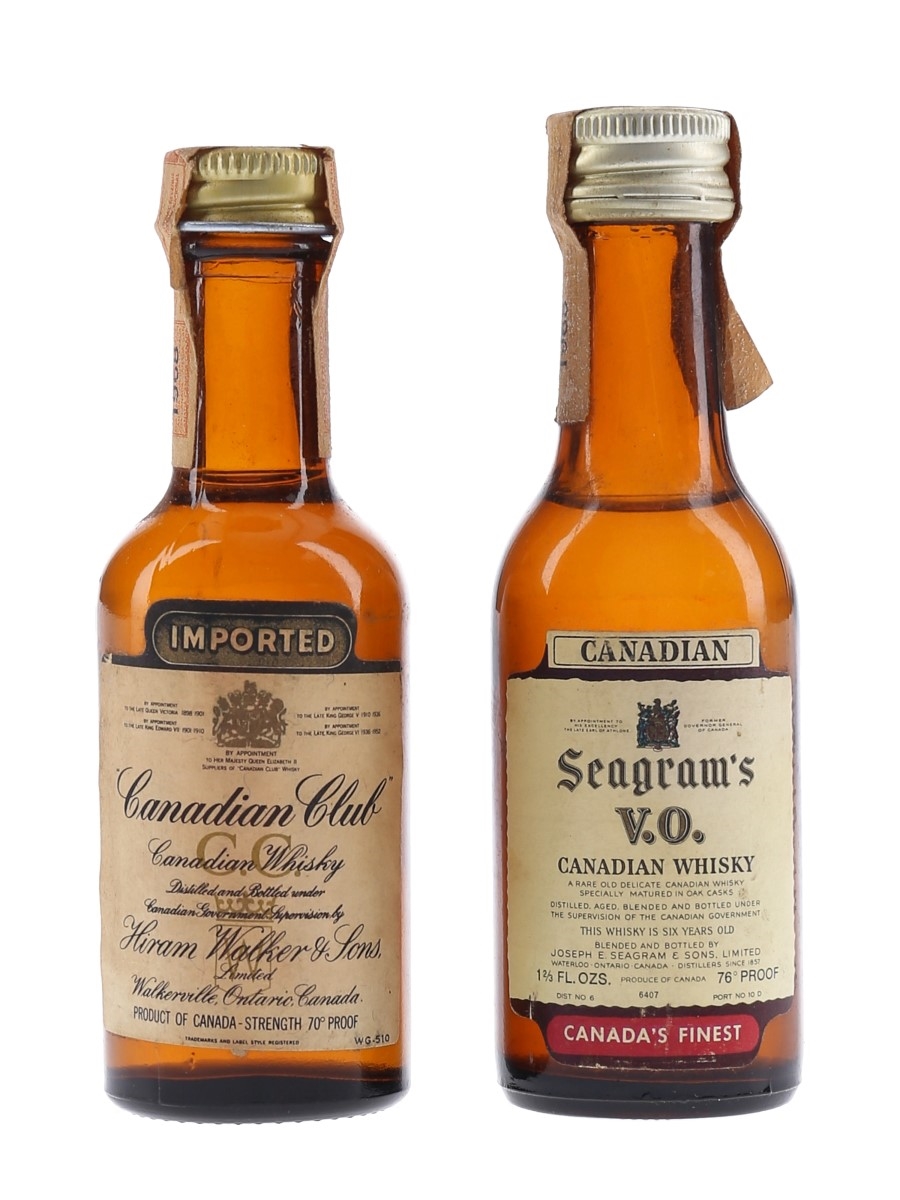 Canadian Club & Seagram's VO Bottled 1970s 2 x 4.7-5cl