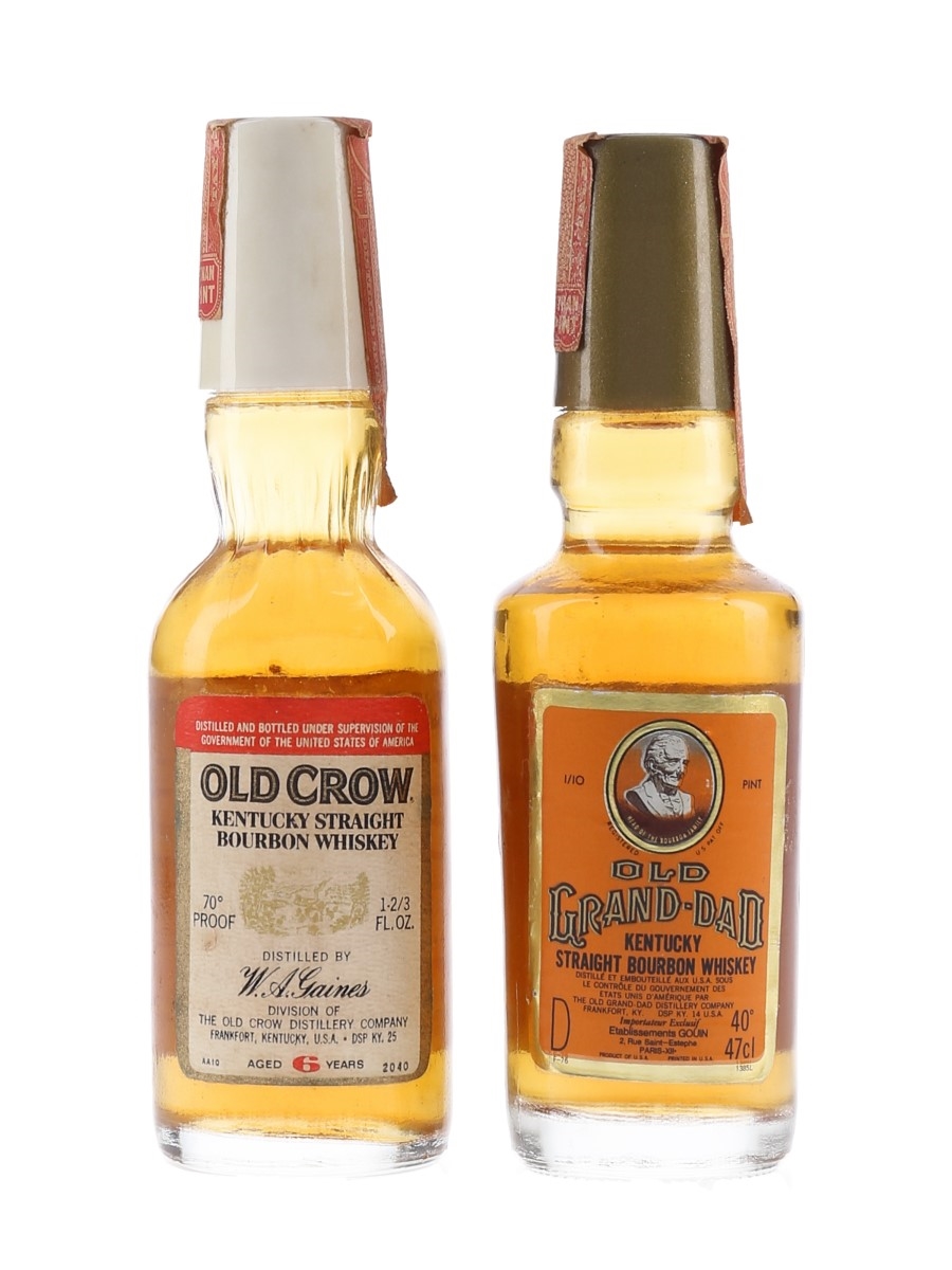 Old Crow & Old Grand Dad Bottled 1970s & 1980s 2 x 4.7cl / 40%