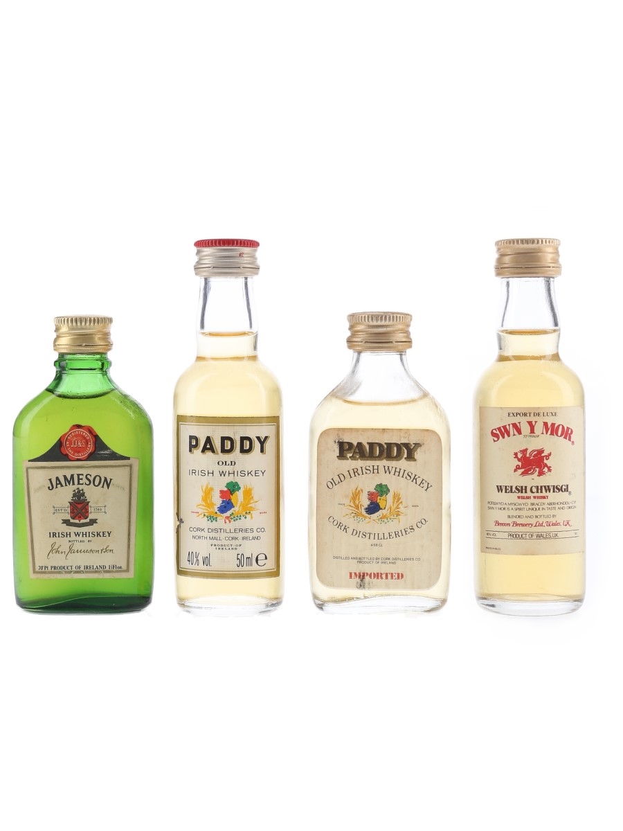 Assorted Irish Whiskey Jameson, Paddy & Swn Y Mor 4 x 4.7-5cl / 40%
