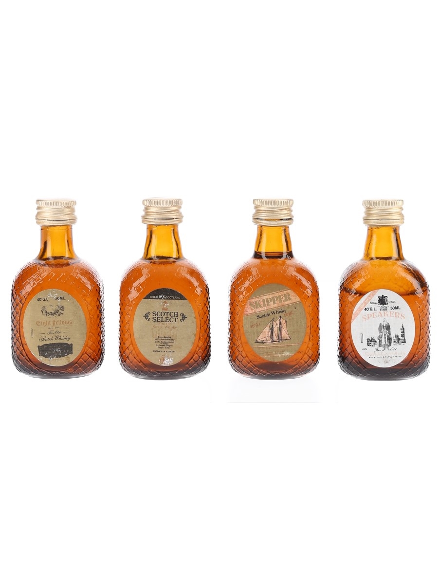 Assorted Blended Scotch Whisky Eight Fellows, Scotch Select, Skipper, Speakers 4 x 5cl