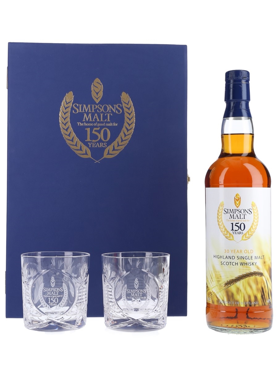 Simpsons Malt 30 Year Old 150th Anniversary - Glass Set 70cl / 40%