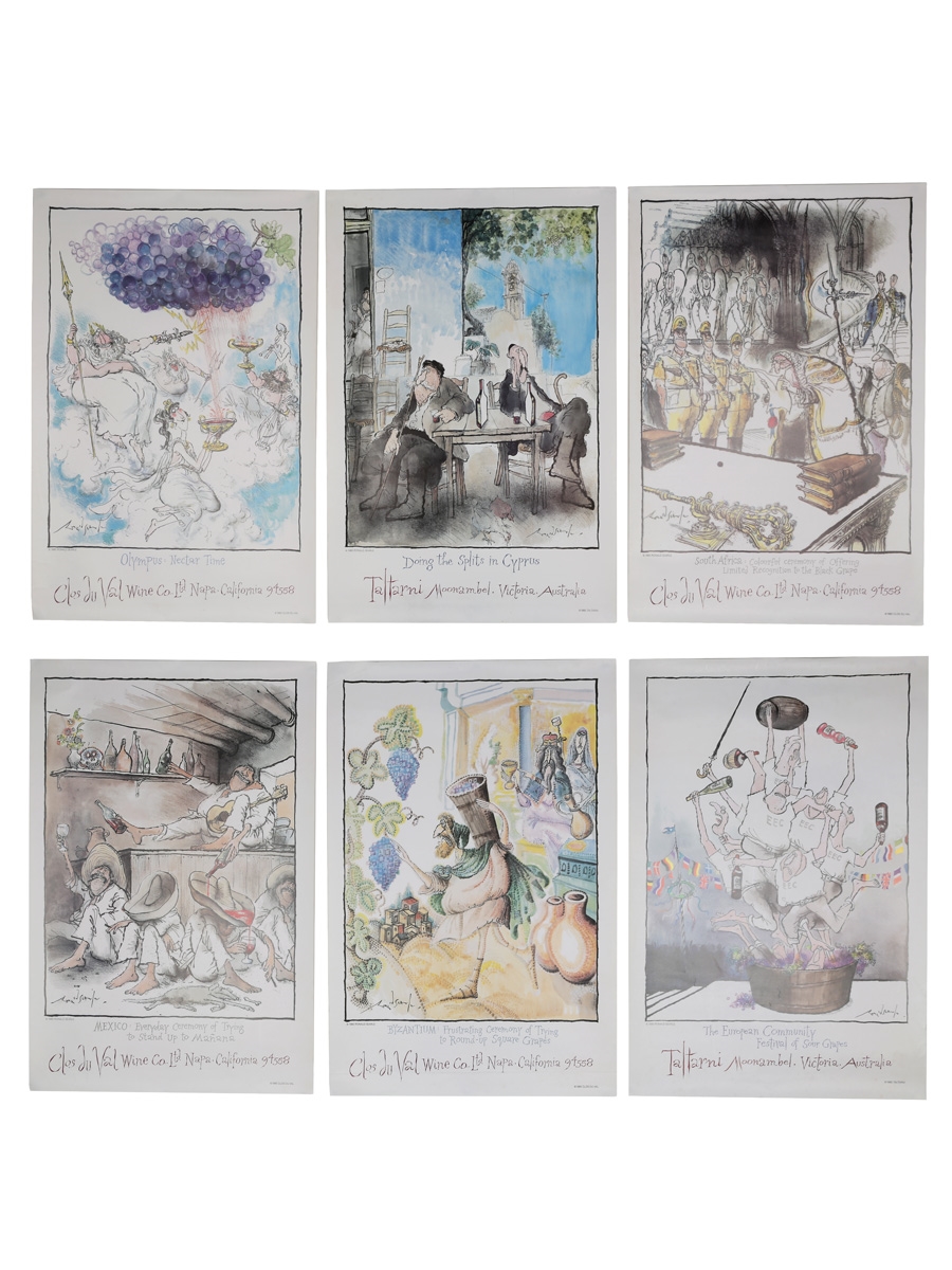Ronald Searle Prints Clos Du Val & Taltarni 6 x 53.5cm x 35.5cm