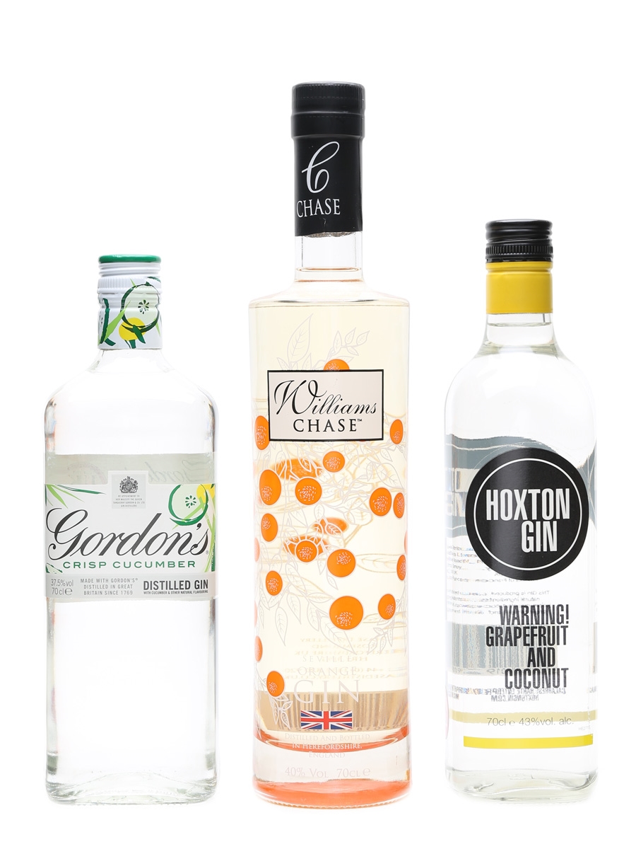 Gordon's, Chase & Hoxton Flavoured Gins 3 x 70cl 