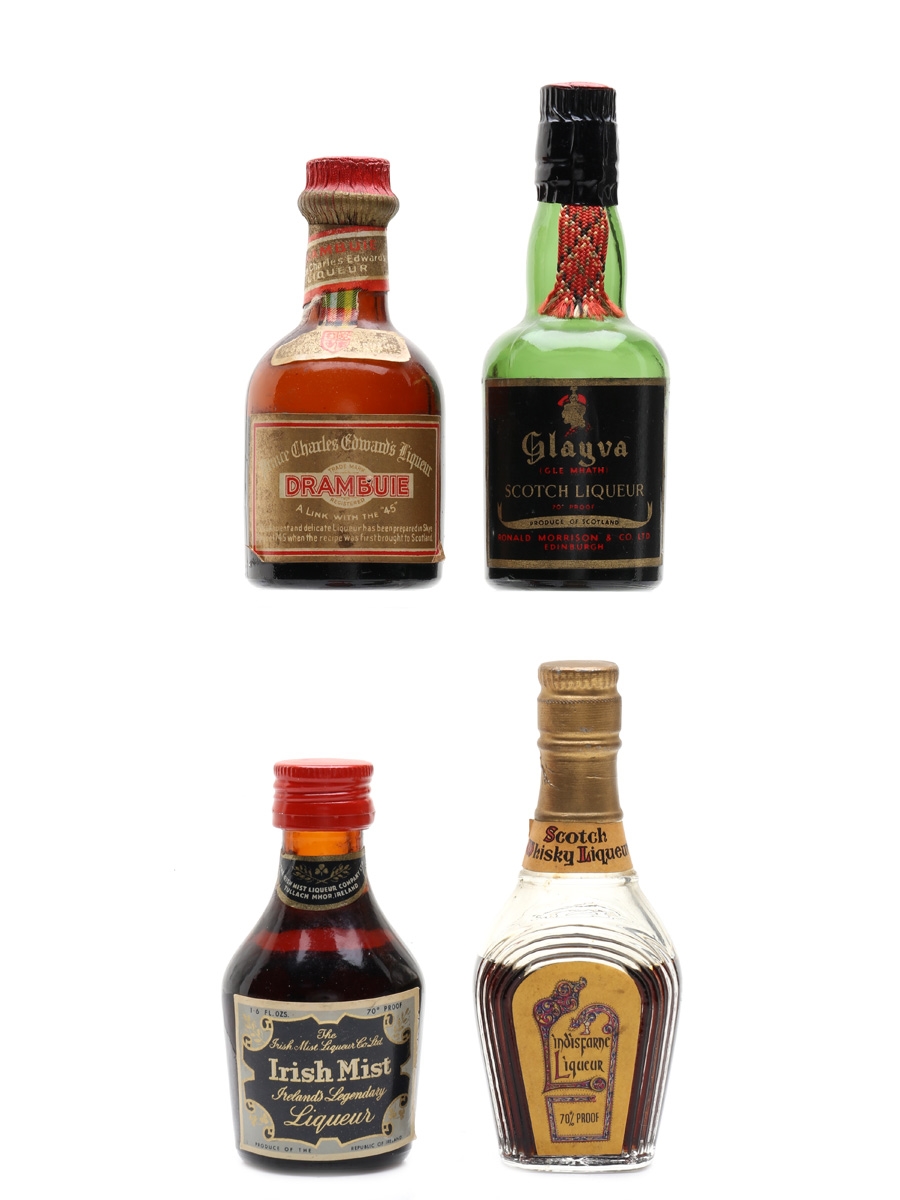 Assorted Liqueurs Bottled 1950s-1970s - Drambuie, Glayva, Irish Mist & Lindisfarne 4 x 5cl
