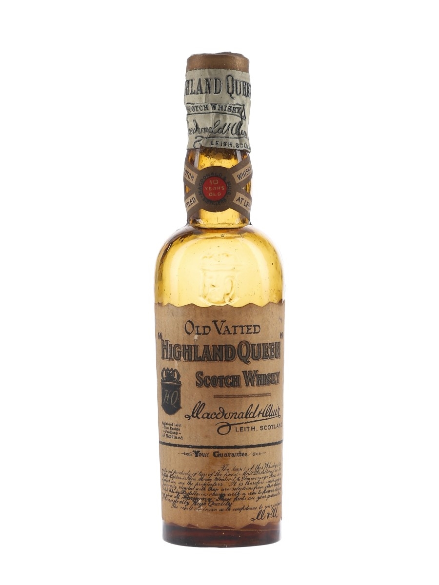 Highland Queen 10 Year Old Vatted Scotch Whisky Bottled 1920s-1930s - Macdonald & Muir 5cl