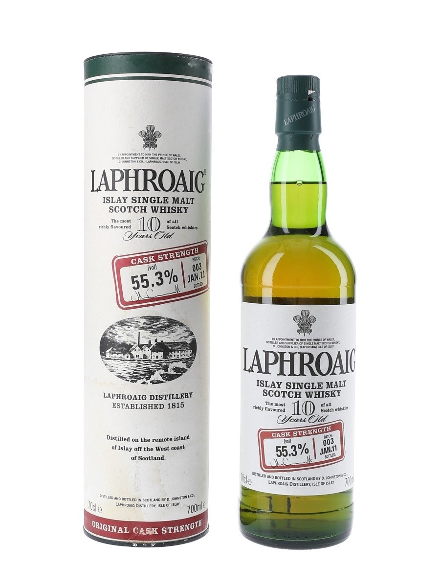 Laphroaig 10 Year Old Cask Strength Bottled 2011 - Batch 003 70cl / 55.3%