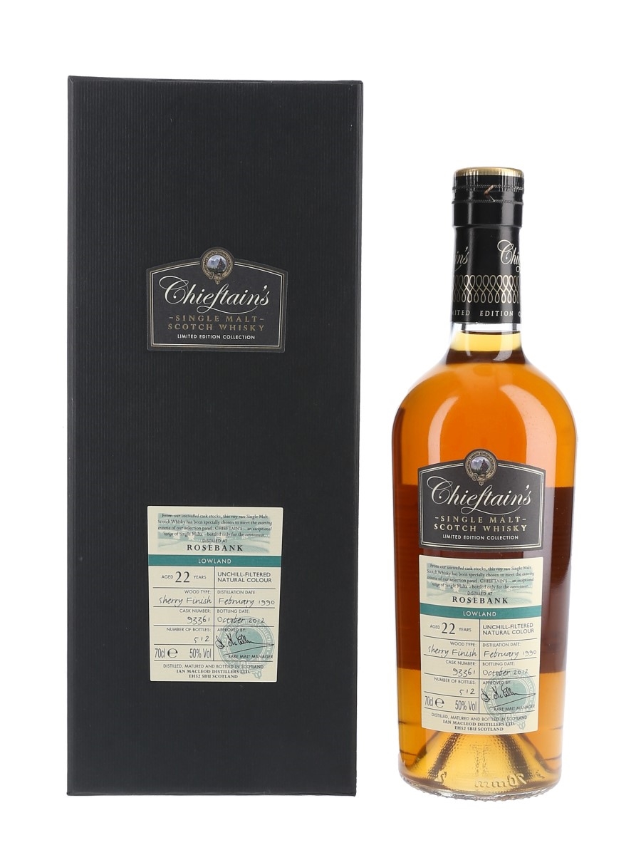 Rosebank 1990 22 Year Old Bottled 2012 - Chieftain's Choice 70cl / 50%