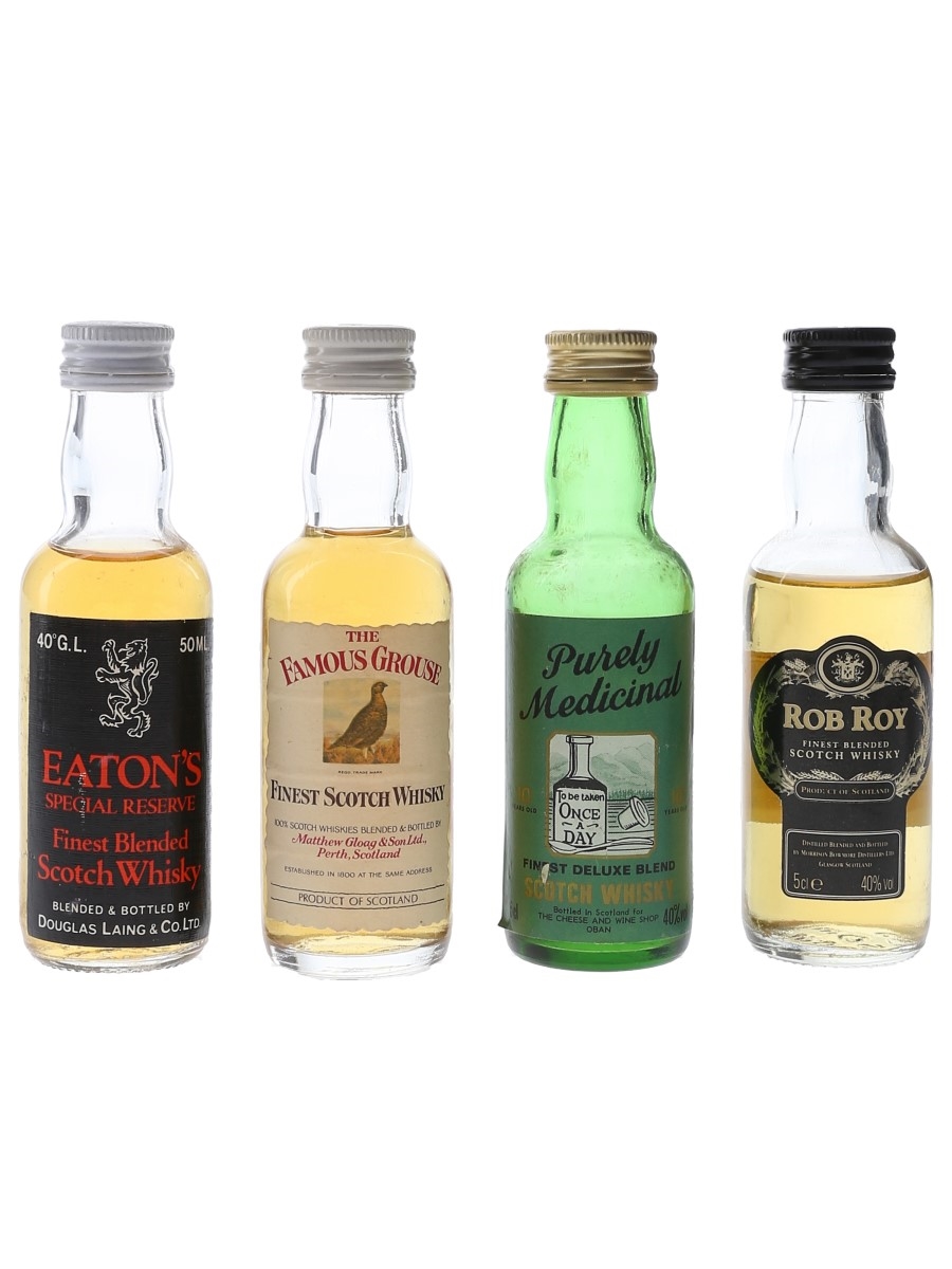 Assorted Blended Scotch Whisky Eaton's, Purely Medicinal, Rob Roy & The Famous Grouse 4 x 5cl / 40%