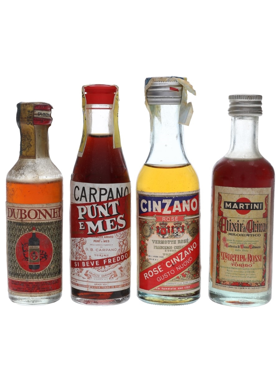 Carpano, Cinzano, Dubonnet & Martini Bottled 1960s 4 x 4cl-5.5cl