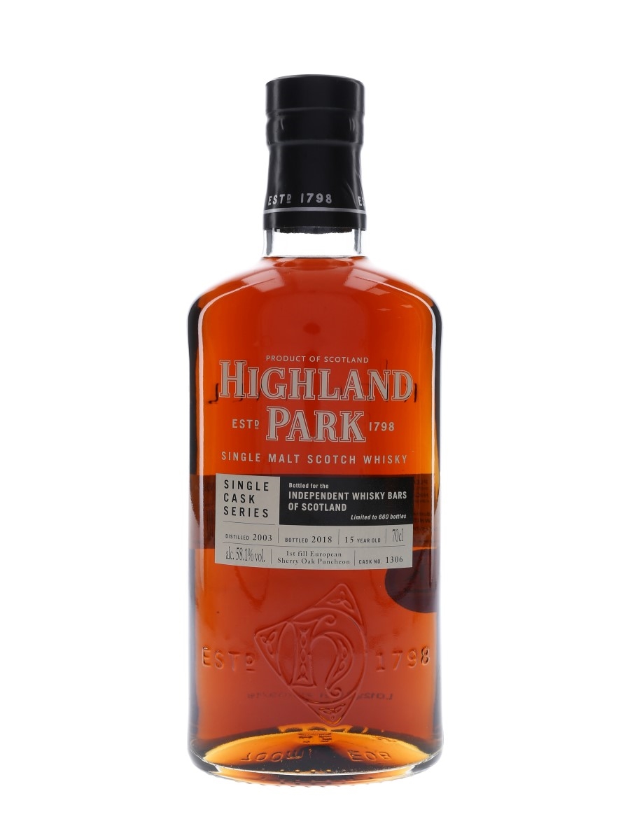Highland Park 2003 15 Year Old Single Cask Independent Whisky Bars Of Scotland 70cl / 58.1%
