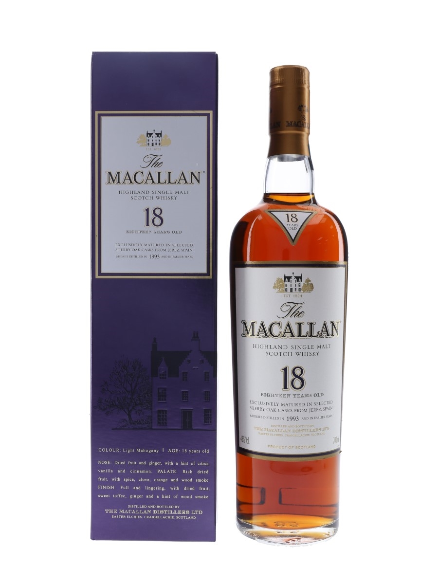 Macallan 18 Year Old Distilled 1993 And Earlier 70cl / 43%