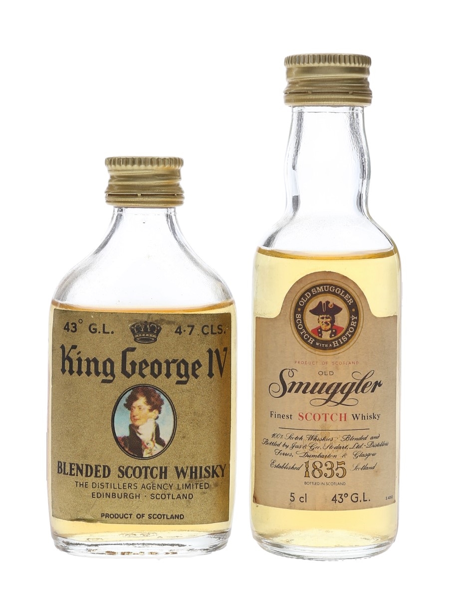 King George IV & Old Smuggler Bottled 1980s 4.7cl & 5cl / 43%