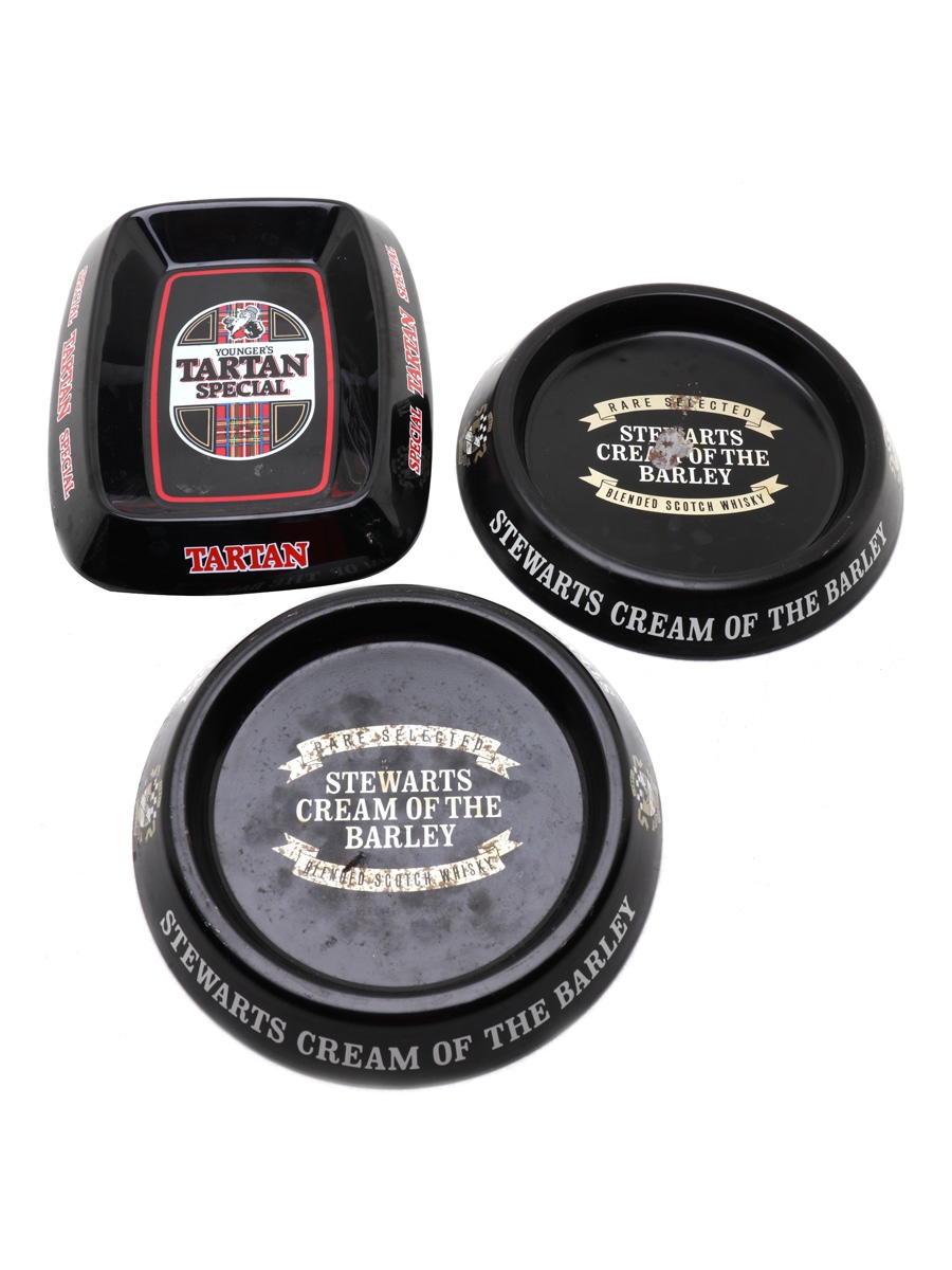 Stewart's Cream Of Barley & Younger's Tartan Special Ashtrays  