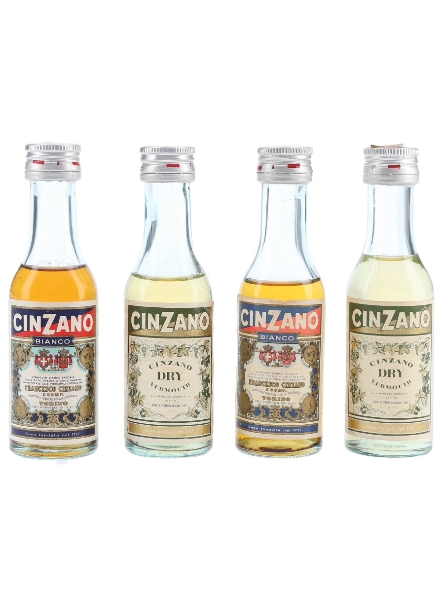 Cinzano Bianco & Dry Vermouth Bottled 1970s 4 x 5cl