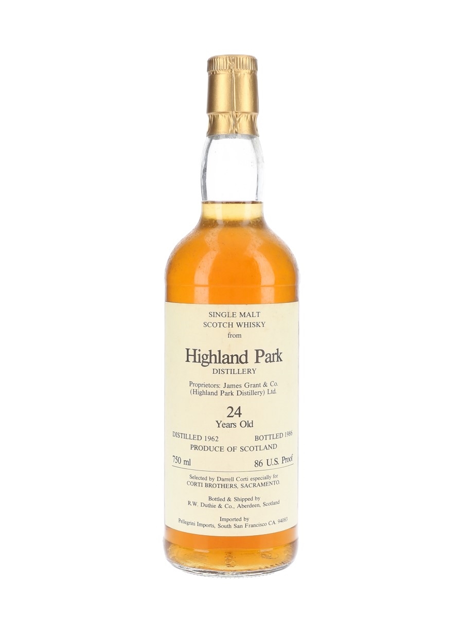 Highland Park 1962 24 Year Old Bottled 1986 - Corti Brothers - Signed Bottle 75cl / 43%
