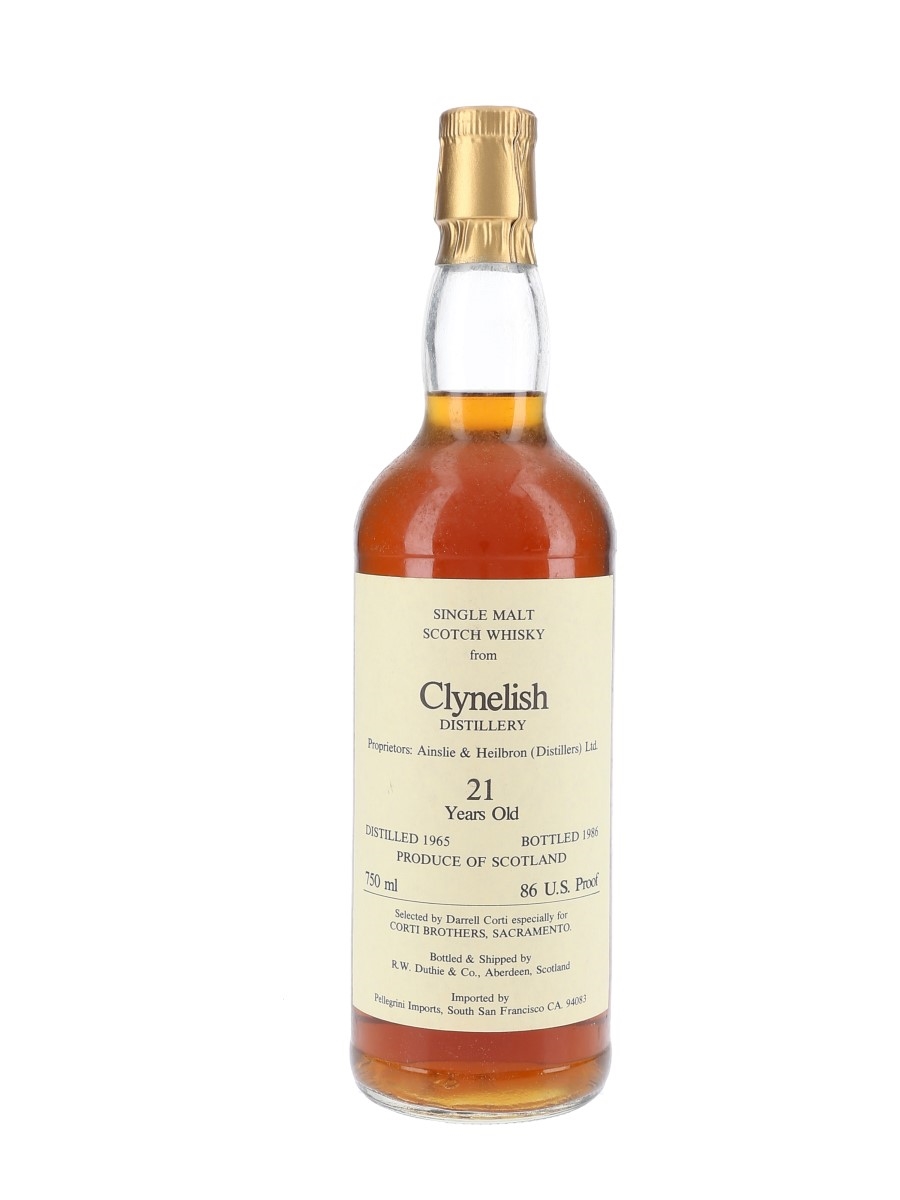 Clynelish 1965 21 Year Old Bottled 1986 - Corti Brothers - Signed Bottle 75cl / 43%