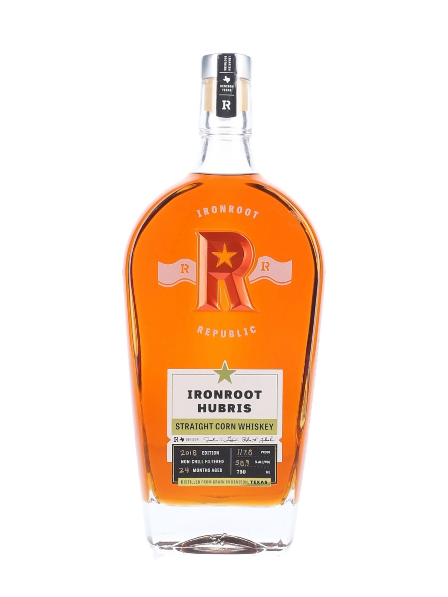 Ironroot Republic Hubris Straight Corn Whiskey Bottled 2018 - Likarish Enterprises Inc. 75cl / 58.9%